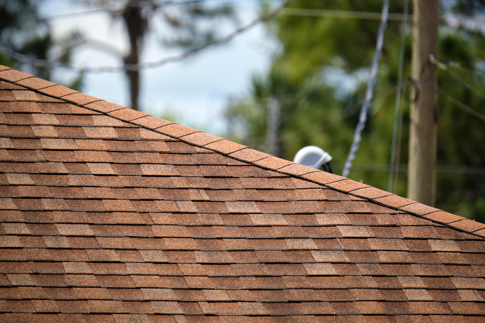 Close-up of asphalt shingle roof layer installation on a residential home in New Jersey