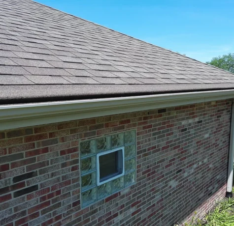 Functional gutter system channeling rainwater.