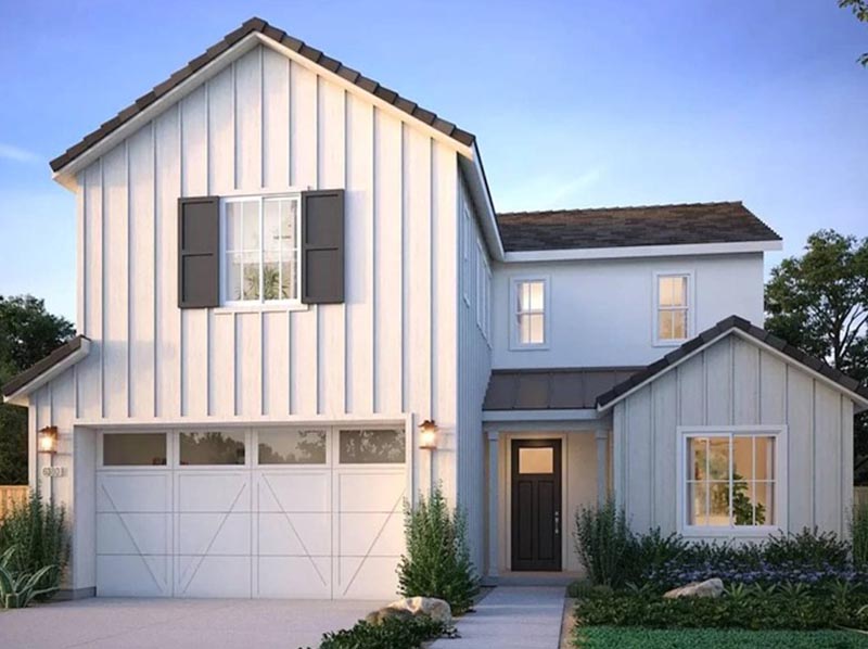 Modern home with white board and batten siding exterior in New Jersey
