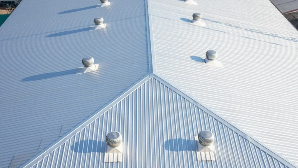 Industrial metal roofing installation on a commercial building in New Jersey by Effective Roof contractors.
